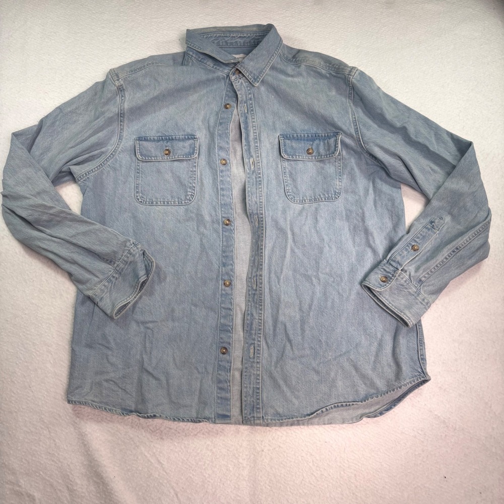 Old Navy Denim Button Up Shirt Unisex XL Light Wash Chambray Western Workwear